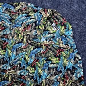 Edwards Tropical Palm Leaf Button Up Shirt Small Green Blue Y2K Camp Collar